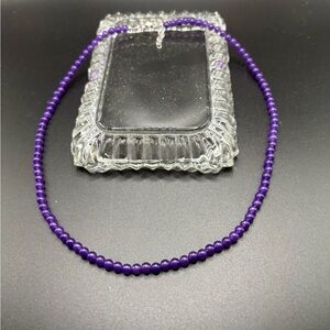 New 18” Amethyst Bead Necklace w/925 Sterling Silver Lobster Claw Clasp w/Extend